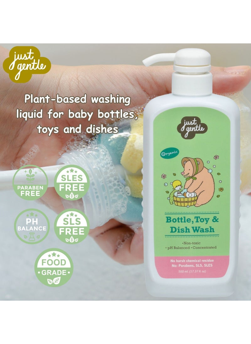 Natural Bottle, Toys & Dish Wash - Plant-Based, Safe for Babies, Effective Cleaning with Organic Chamomile, 500ml