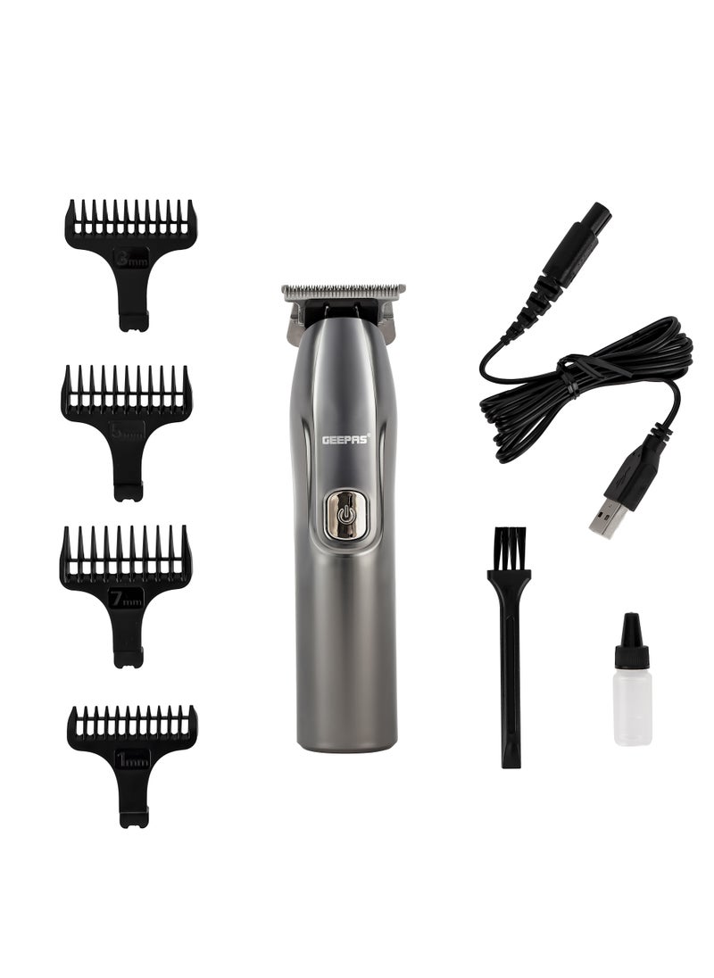 Geepas Rechargeable Hair and Beard Trimmer- GTR57509/ with High-Capacity Li-ion Battery and 180 min Working Time/ Detachable Blades and Waterproof IPX7/ Cordless Operation, Perfect for Home and Saloon