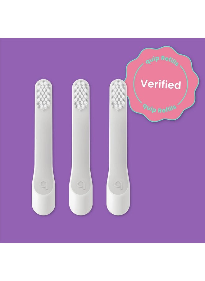 Sonic Toothbrush Replacement Heads For Kids - 3 Pack - Verified Quip Small Brush Head Refills For Electric Toothbrushes - Soft Bristles, Compact & Flexible - Last 3 Months Each