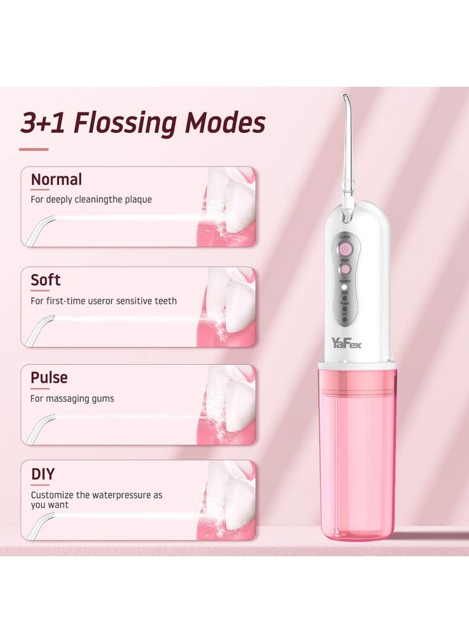 Water Dental Flosser Cordless For Teeth: Portable Oral Irrigator Rechargeable Collapsible Travel Teeth Cleaner With Case, 4 Modes With Diy, 5 Jet Tips, Ipx7 Waterproof For Teeth Cleaning