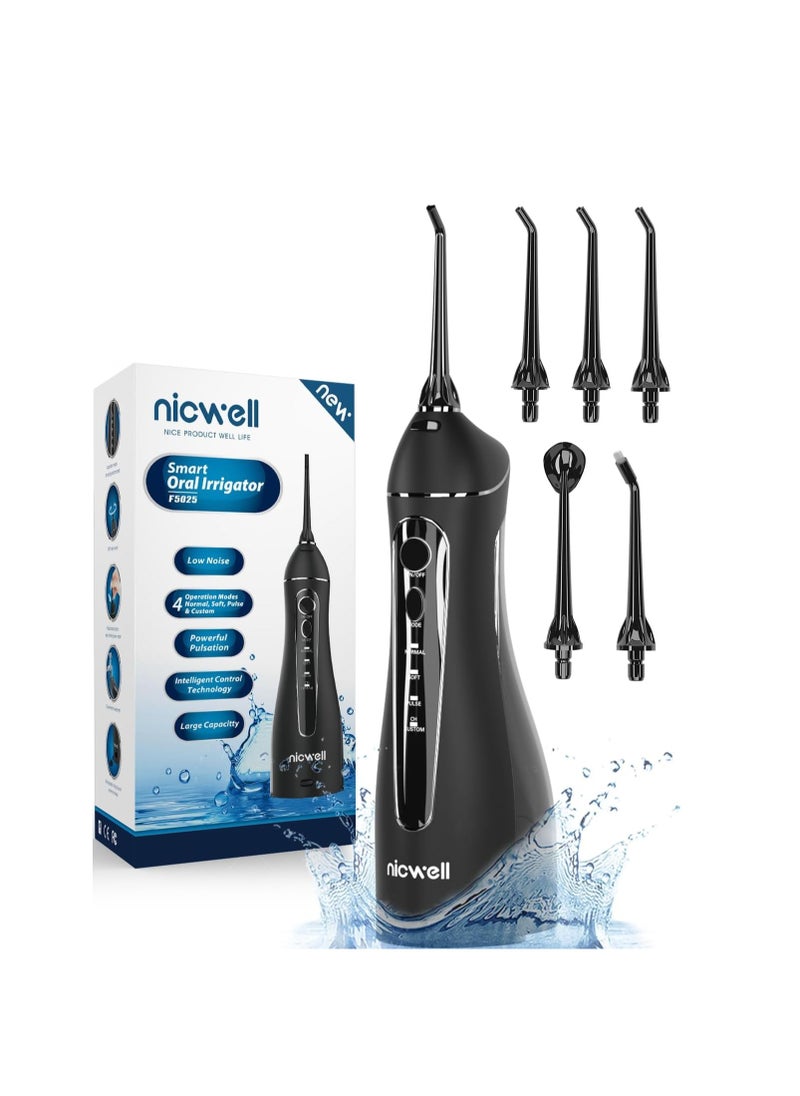 Nicwell Water Dental Flosser Teeth Pick - Cordless Portable 4 Modes Rechargeable Flossers Oral Irrigator IPX7 Waterproof Travel Gum Floss Cleaner Deep Cleaning Flossing Picks for Home Daily Shower