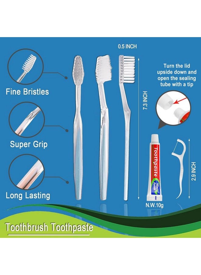 200Pcs Disposable Toothbrushes With Toothpaste Floss Individually Wrapped, 2 Color Disposable Toothbrush, 10G Toothpaste, Floss Pick, Bulk Toothbrush Kit For Homeless,Airbnb,Hotel