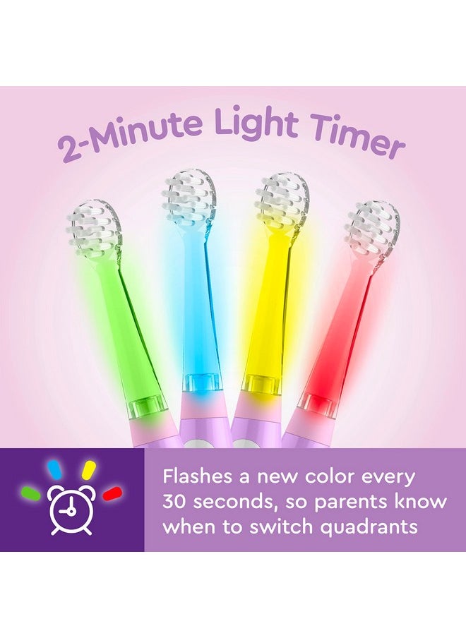 Little Toddlers’ Sonic Toothbrush - Safe & Gentle Toothbrush For Ages 1-3 With Built-In, Light-Up 2-Minute Timer, Extra Brush Head, & Storage Base For First-Time Brushers (Lucky The Unicorn)