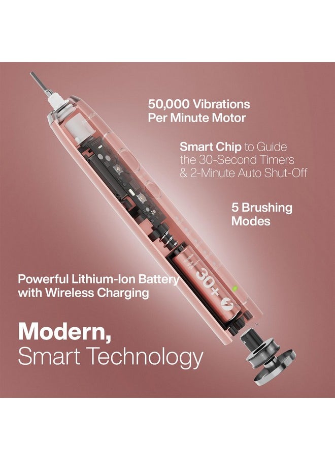 Vibe Series Pro - Ultra-Whitening Electric Toothbrush - 5 Modes & Smart Timers - Premium Travel Case & 6 Proflex Brush Heads - Ada Accepted Toothbrush (Rose Gold)