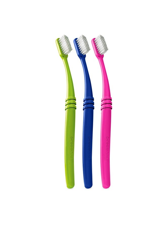 Eco Friendly Adult Toothbrushes, Made In The Usa From Recycled Plastic, Lightweight Paper Packaging, Soft Bristles, Colors Vary, 3 Count