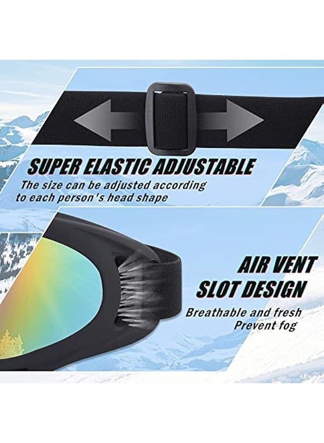 Motorcycle Goggles, 5 Pack Ski Goggles, Snowboard Snow Goggles for Men Women Kids Adult Youth, UV Protection Anti-fog Motorcycle Goggles