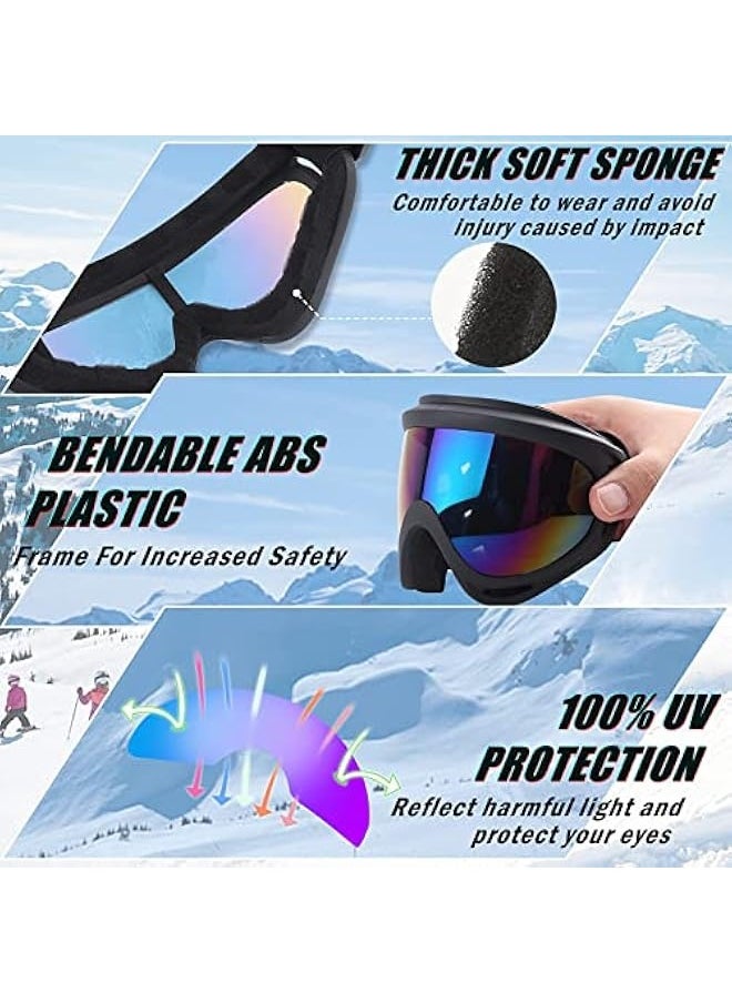 Motorcycle Goggles, 5 Pack Ski Goggles, Snowboard Snow Goggles for Men Women Kids Adult Youth, UV Protection Anti-fog Motorcycle Goggles