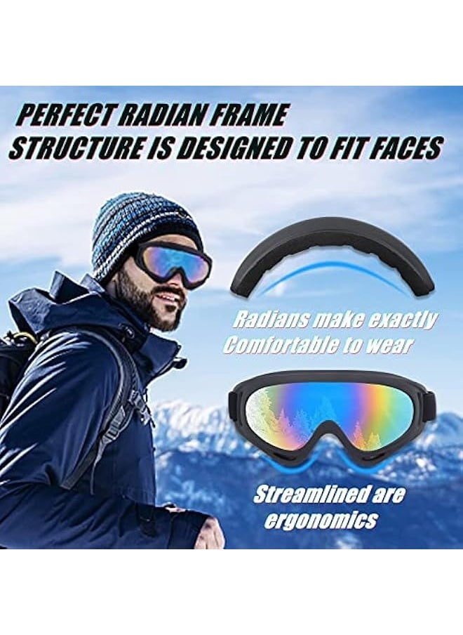 Motorcycle Goggles, 5 Pack Ski Goggles, Snowboard Snow Goggles for Men Women Kids Adult Youth, UV Protection Anti-fog Motorcycle Goggles