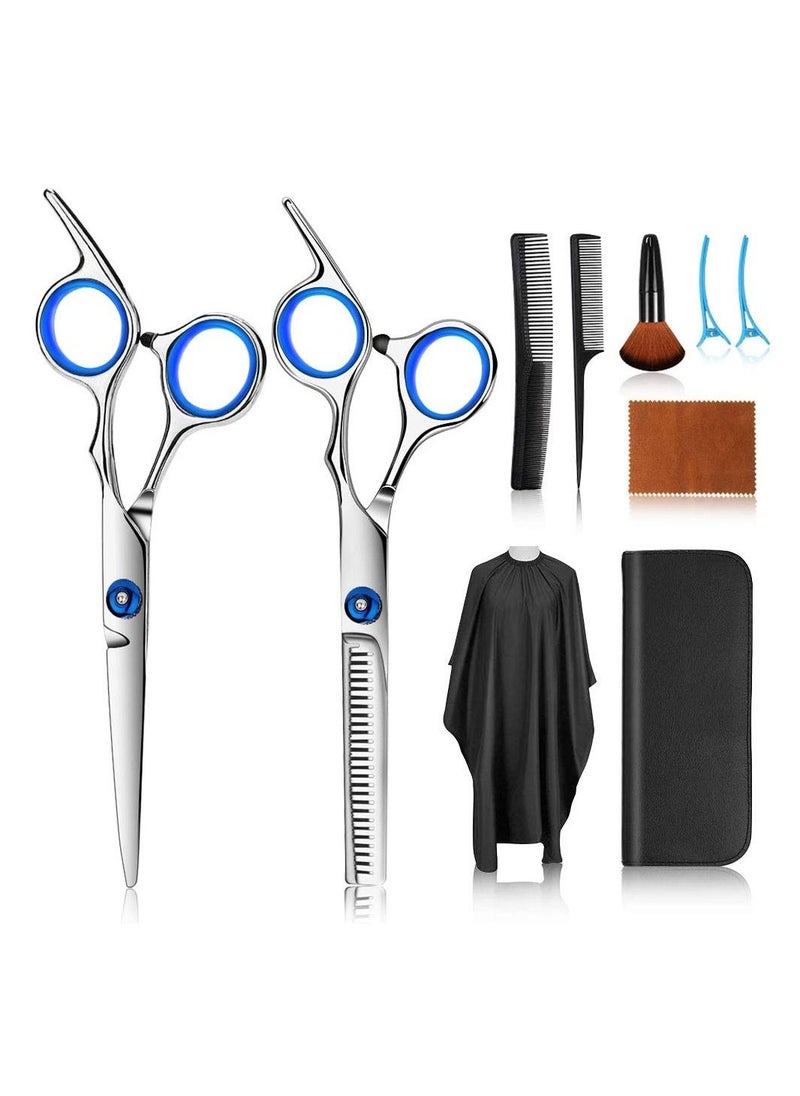 10 Pcs Stainless Steel Hairdressing Shears Set Professional Thinning Scissors For Barber