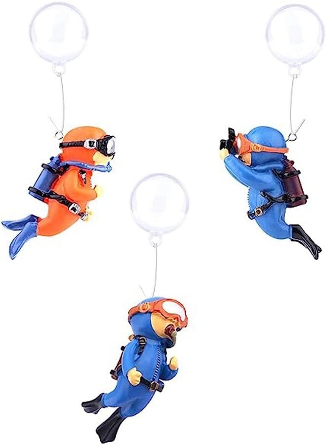 Floating Fish Tank Decorations, Aquarium Decorations, Lovely Diver Fish Tank Decorations, Floating Device Fish Tank Accessories, Suitable for All Kinds of Fish Tanks（3 Pack）