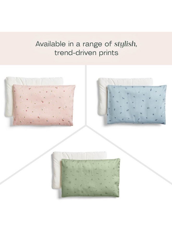 0.3 Tog Pillow With Case - Soft, Low-Profile Pillow For Comfortable Sleep (Daisies)