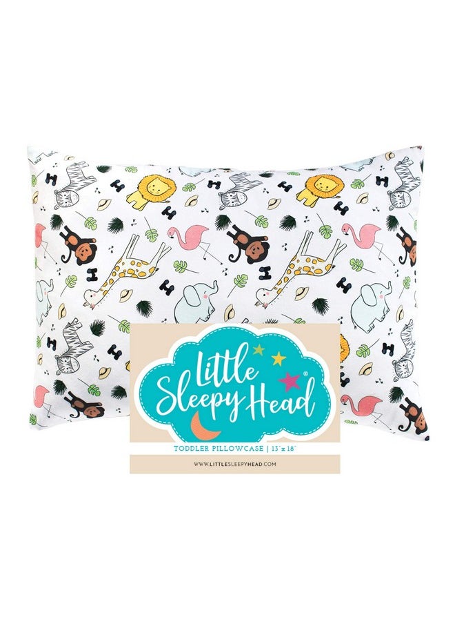 Toddler Pillowcase, 100% Cotton & Hypoallergenic Pillow Case For Toddler Pillow, Snug Fit Envelope Pillowcase, 13X18 Pillowcase, Pilllow Sold Separately (Safari)