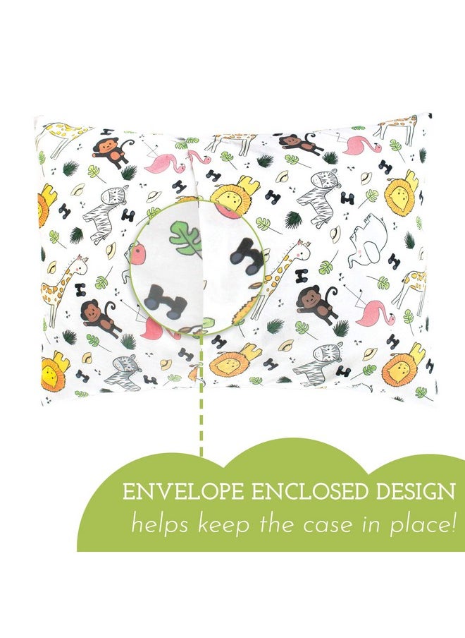 Toddler Pillowcase, 100% Cotton & Hypoallergenic Pillow Case For Toddler Pillow, Snug Fit Envelope Pillowcase, 13X18 Pillowcase, Pilllow Sold Separately (Safari)