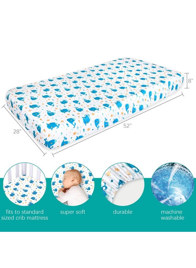 3-Piece Toddler Sheet Set Microfiber, Toddler Bedding Set Includes Crib Mattress Sheet, Flat Sheet And Envelope Pillowcase, Silky Soft, Breathable And Lightweight, Whale