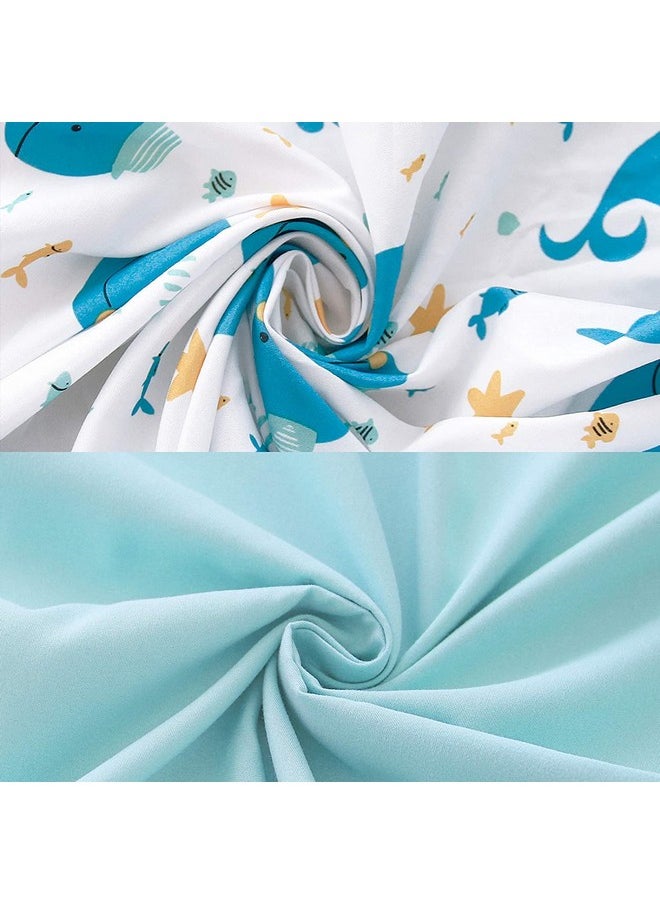 3-Piece Toddler Sheet Set Microfiber, Toddler Bedding Set Includes Crib Mattress Sheet, Flat Sheet And Envelope Pillowcase, Silky Soft, Breathable And Lightweight, Whale