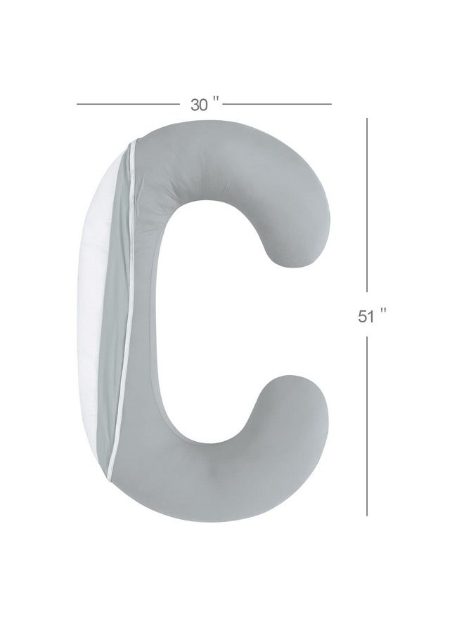 C Shaped Pregnancy Pillow Cover, Full Body Pillowcase For Maternity Pillow, Super Soft Fabric, Universal Fit, Grey