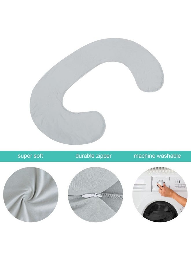 C Shaped Pregnancy Pillow Cover, Full Body Pillowcase For Maternity Pillow, Super Soft Fabric, Universal Fit, Grey