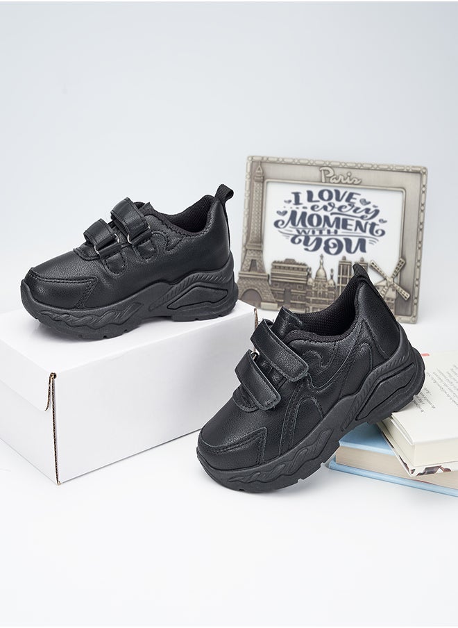 Stylish and Durable Black Velcro  School Sneakers for Active Kids