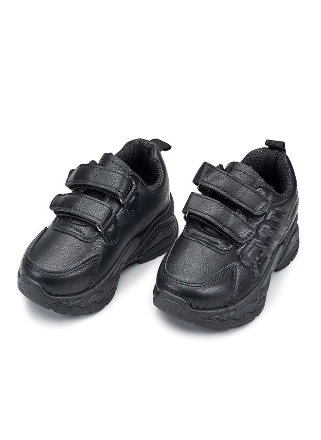 Comfortable Black School Sneakers with Adjustable Velcro Straps for Kids