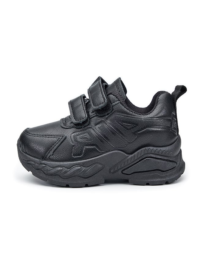 Comfortable Black School Sneakers with Adjustable Velcro Straps for Kids