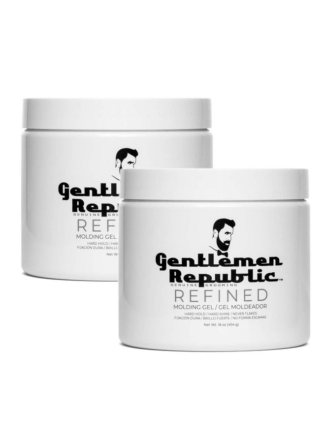 Gentlemen Republic 16Oz Refined Hair Gel - Professional Formula For 24 Hour Shine And Hold, Humidity Resistant, 100% Alcohol-Free And Never Flakes, Made In The Usa - 2Pk