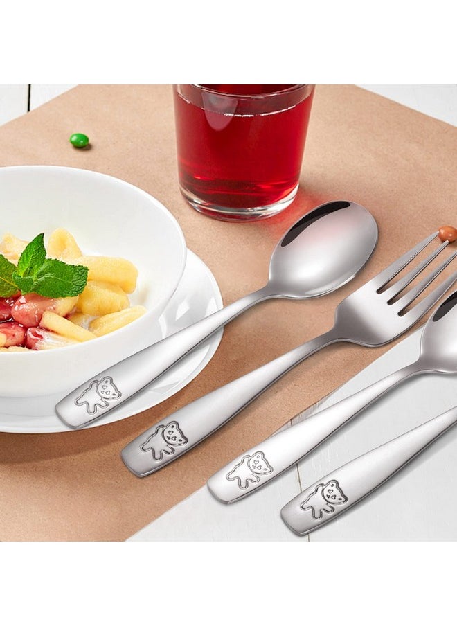 6 Pieces Toddler Utensils Kids Silverware Stainless Steel Toddler Forks And Spoons Set, Metal Children'S Safe Flatware Kids Cutlery Set, 3 X Child Forks, 3 X Children Spoons