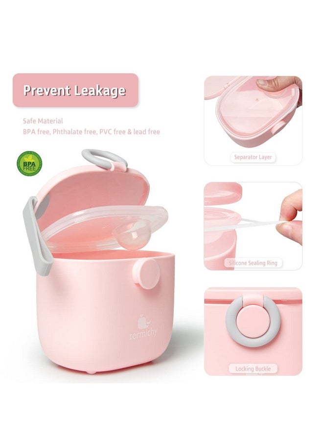 Baby Formula Dispenser, Portable Milk Powder Dispenser Container With Carry Handle And Scoop For Travel Outdoor Activities With Baby Infant, 8.8Oz, 0.55Lb, 250G (Pink)