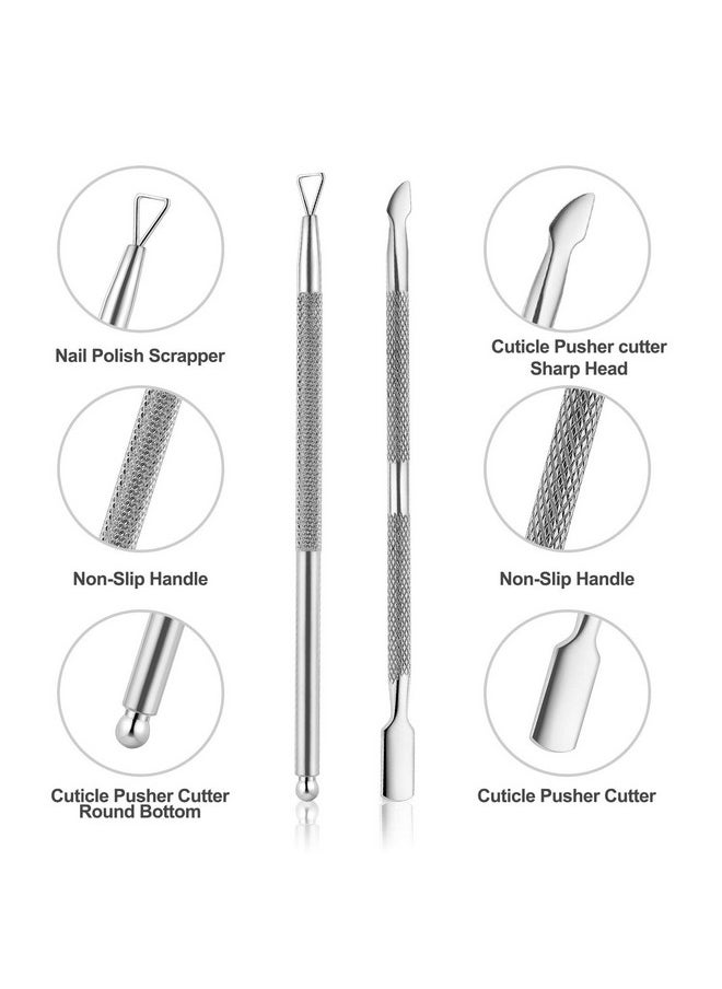 Cuticle Trimmer with Cuticle Pusher and Cutter-YINYIN Cuticle Remover Nippers Professional Stainless Steel Cutter Clippers,Pedicure Manicure Tools for Fingernails Toenails(Silver)