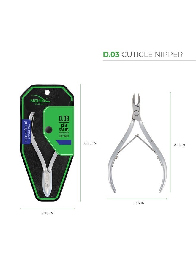 Cuticle Nipper - D-03 Jaw 12 | Stainless Steel | Durable And Sharp | Ergonomic Design | Grey Plated | Ideal For Salons And Home Use