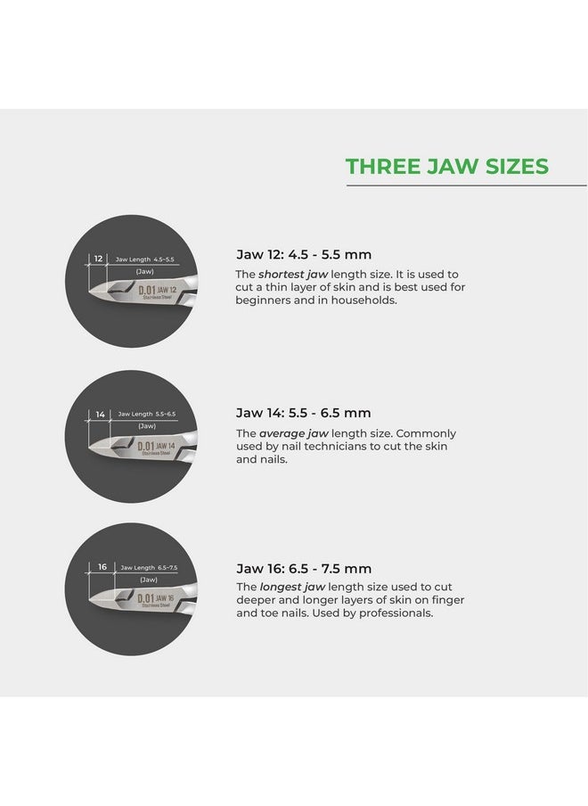 Cuticle Nipper - D-01 Jaw 12 | Stainless Steel | Durable And Sharp | Ergonomic Design | Grey Plated | Ideal For Salons And Home Use