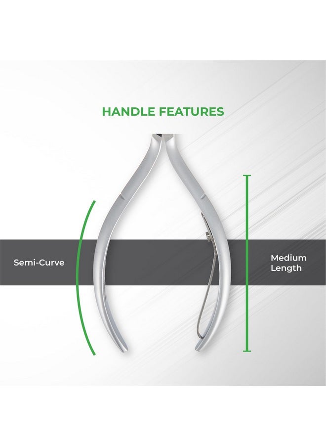 Cuticle Nipper - D-01 Jaw 12 | Stainless Steel | Durable And Sharp | Ergonomic Design | Grey Plated | Ideal For Salons And Home Use