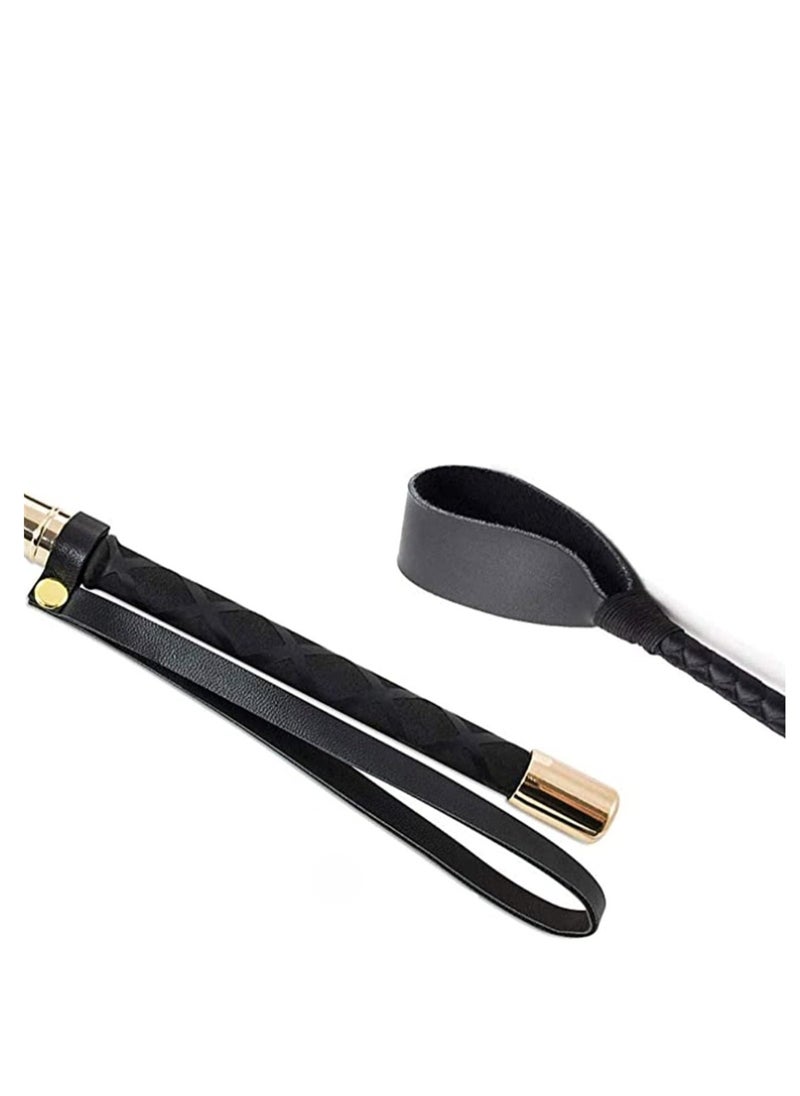 Premium Black Leather Riding Crop for Horses 18 Inch Equestrian Training Tool with Double Slapper Ensuring Quality and Effectiveness in Outdoor Horse Training