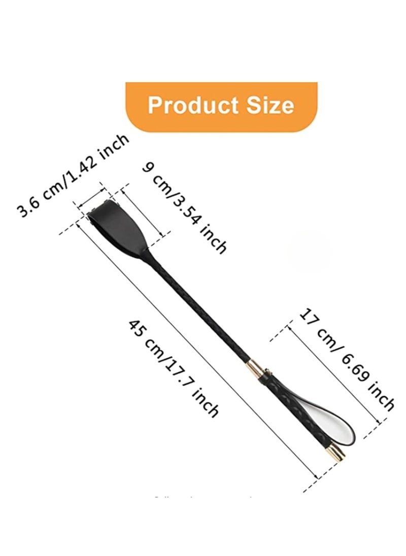 Premium Black Leather Riding Crop for Horses 18 Inch Equestrian Training Tool with Double Slapper Ensuring Quality and Effectiveness in Outdoor Horse Training