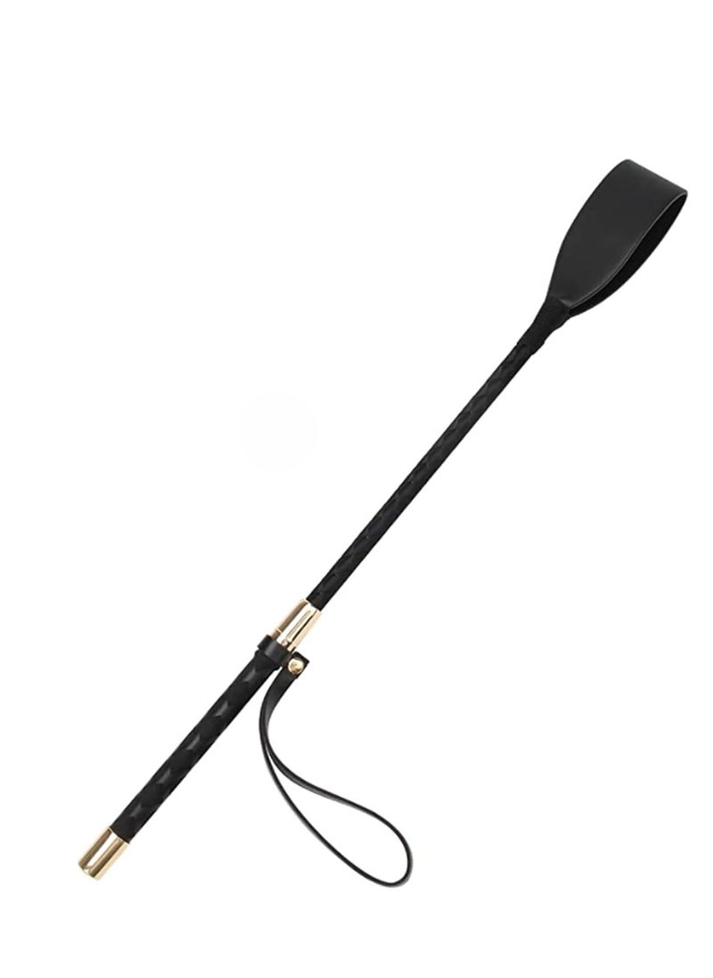 Premium Black Leather Riding Crop for Horses 18 Inch Equestrian Training Tool with Double Slapper Ensuring Quality and Effectiveness in Outdoor Horse Training