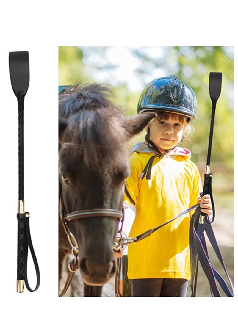 Premium Black Leather Riding Crop for Horses 18 Inch Equestrian Training Tool with Double Slapper Ensuring Quality and Effectiveness in Outdoor Horse Training