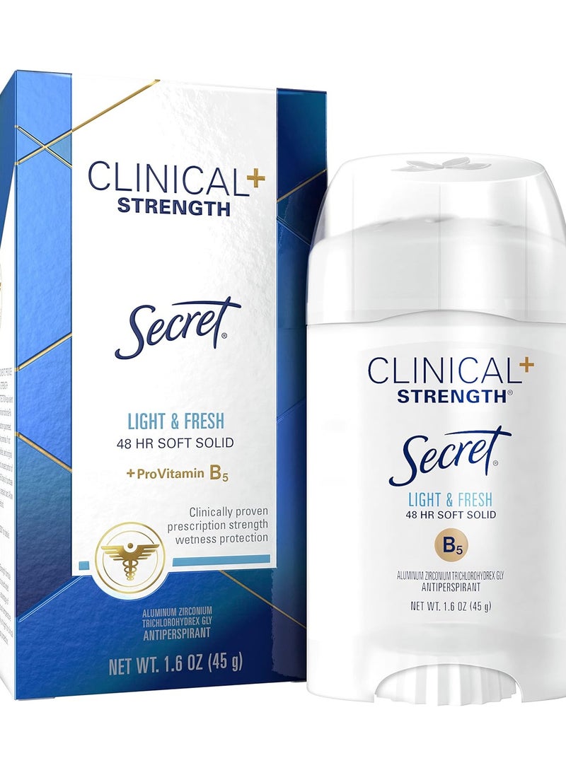 Secret Clinical Strength Anti-Perspirant Deodorant Soft Solid, Light & Fresh Scent 1.60 oz