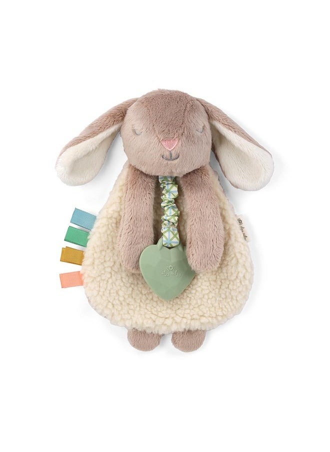 - Itzy Lovey Including Teether - Baby Lovey With Teether, Textured Ribbons & Dangle Arms - Features Crinkle Sound, Sherpa Fabric And Minky Plush (Taupe Bunny)