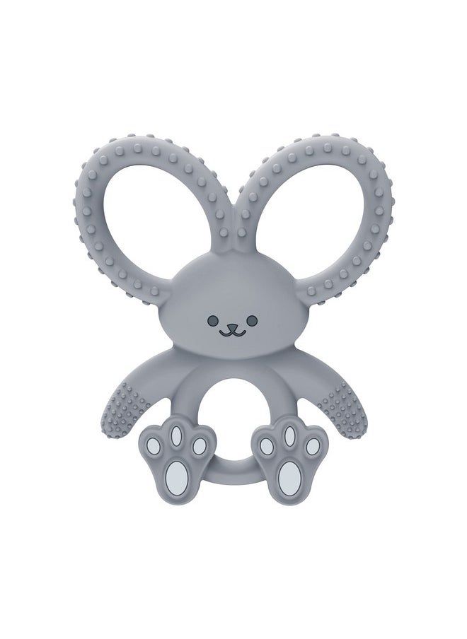 Flexees Gray Bunny, Soft 100% Silicone Baby Teether, Bpa Free, 3M+