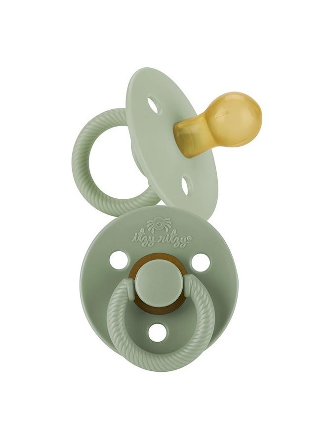 Natural Rubber Pacifiers, Set Of 2 - Natural Rubber Newborn Pacifiers With Cherry-Shaped Nipple & Large Air Holes For Added Safety; Set Of 2 In Succulent & Agave, Ages 0 - 6 Months