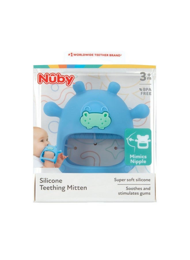 Silicone Wrist Teething Mitten - Baby Teether Ring - 3+ Months - Hippo