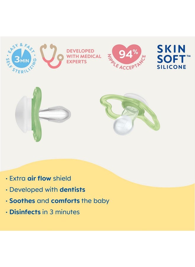 Air Day & Night Baby Pacifier, For Sensitive Skin, Glows In The Dark, 16+ Months, Girl, 4 Count