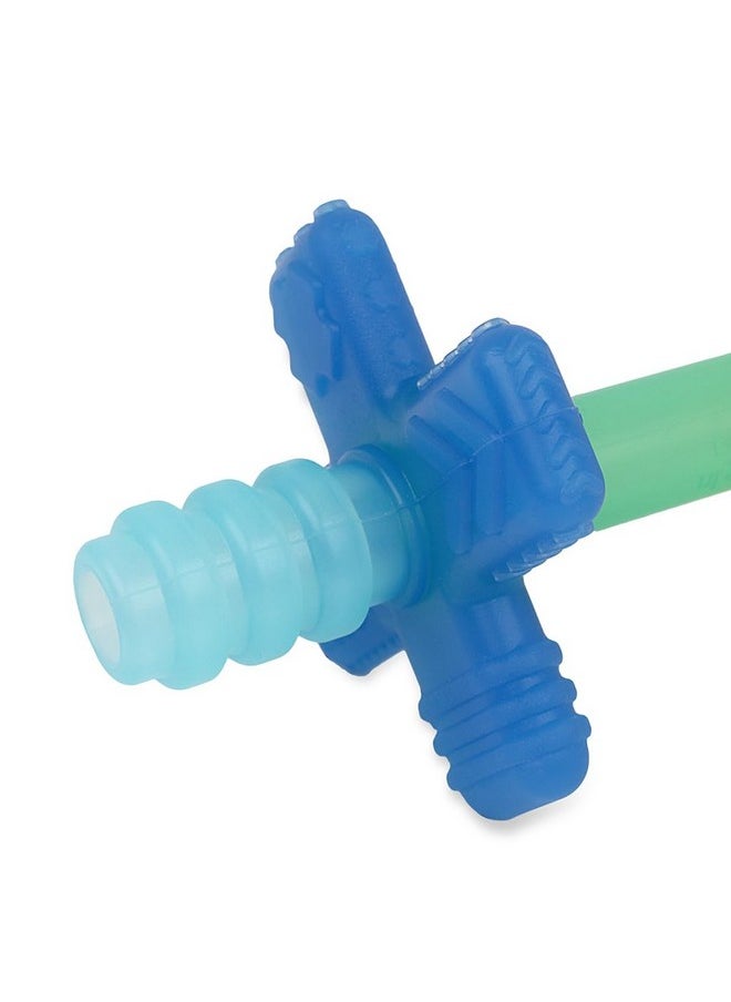 Teensy Tube Teether; Textured Hollow Baby Teething Tube That Reaches Front Teeth & Back Molars, Made Of Soft Silicone (Rainbow)