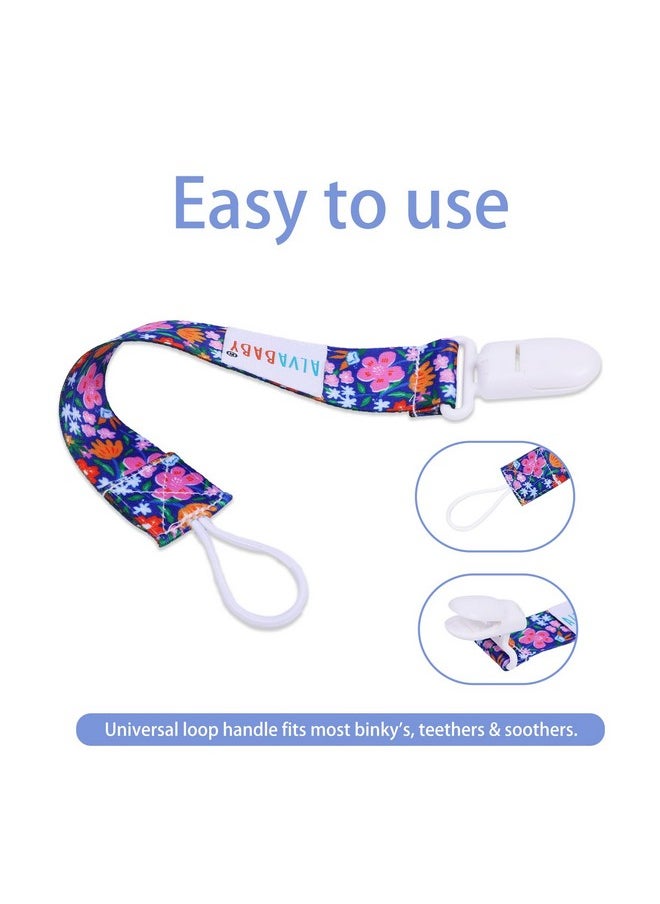 Pacifier Clips Floral 8 Packs Paci Clip Holder Leashes For Baby Girls Fits Teething Rings Toys
