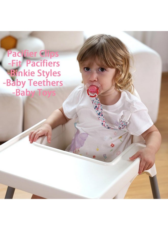 Pacifier Clips Floral 8 Packs Paci Clip Holder Leashes For Baby Girls Fits Teething Rings Toys