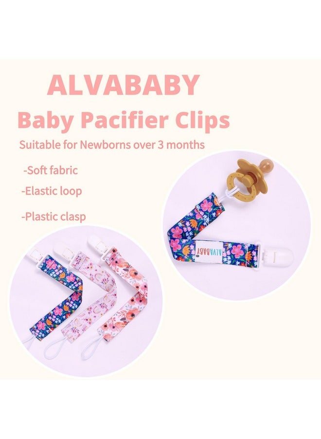 Pacifier Clips Floral 8 Packs Paci Clip Holder Leashes For Baby Girls Fits Teething Rings Toys
