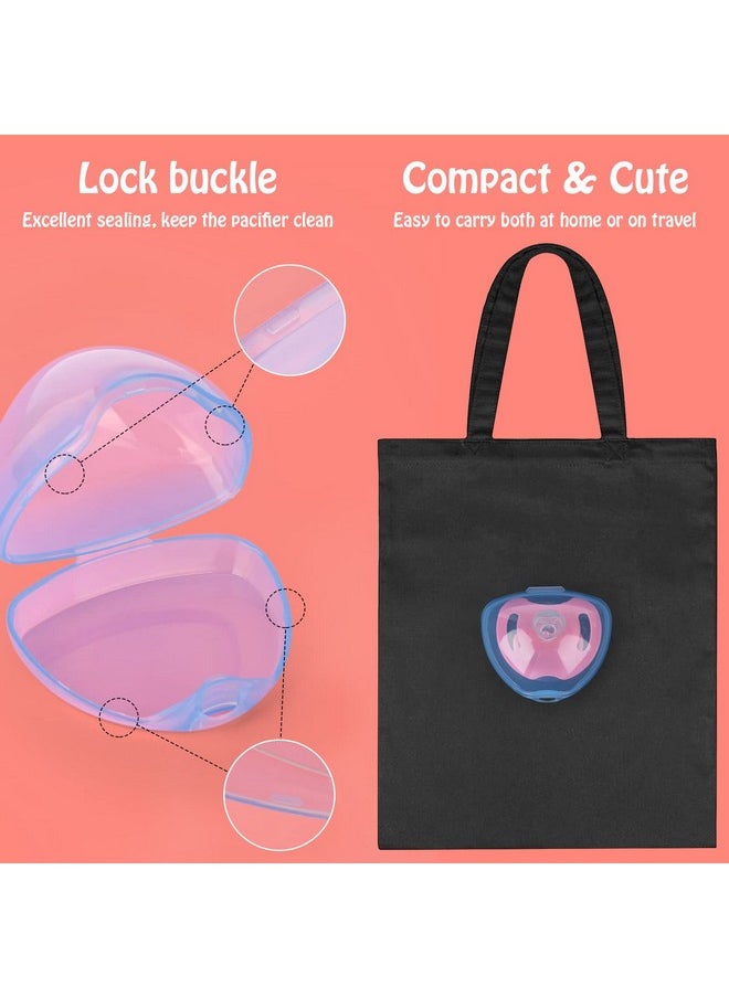Pacifier Case, Pacifier Holder Case, Pacifier Container For Travel, Bpa Free,Transparent Blue, 6 Pack