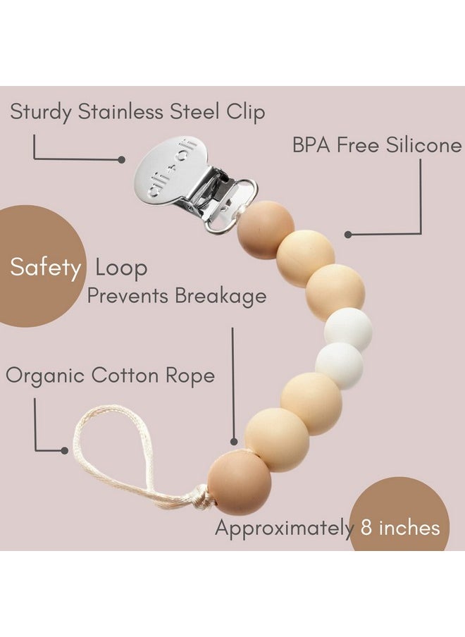 Silicone Pacifier Clip For Baby (Natural) 100% Food-Grade Bpa Free Newborn Pacifier Holder Infant Binky Clip For Baby Boy Or Girl