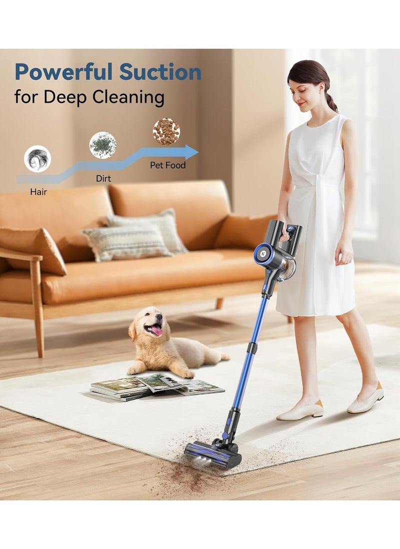 Cordless Vacuum Cleaner, Stick Vacuum with 3 Powerful Suction Modes, Max 45 Mins Runtime, Anti-Tangle Vacuum Cleaner for Home, 8-in-1 Rechargeable Vacuum for Carpet, Pet Hair, Hard Floors