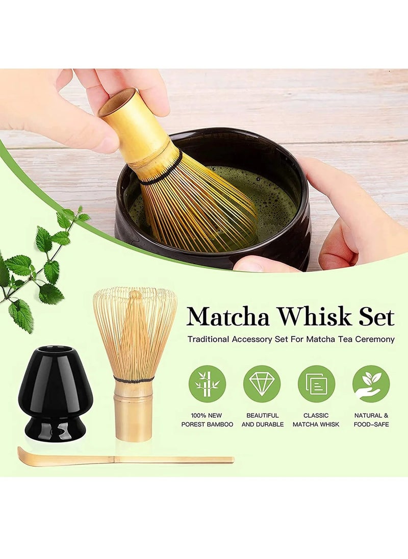 3-Piece Matcha Green Tea Whisk, Matcha Stirrer Bamboo Spoon with Hook Matcha Brush Placeer Set