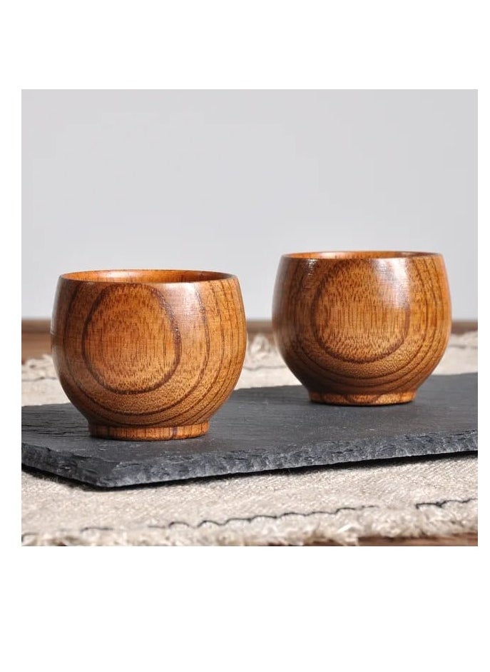 Liying 3Pcs Wooden Tea u0026 Coffee Cup 50ml, Japanese Tea Cup Solid Wood Drinking Cup Teacup Glass for Milk, Hot Drinks